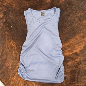 Blue Sleeveless Women's Ruched Tank Top